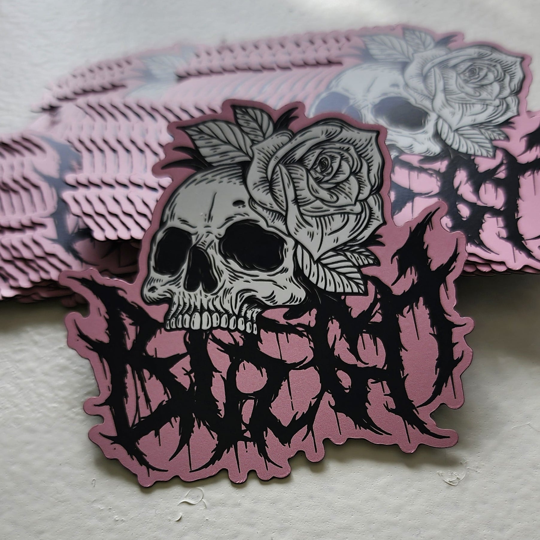 BLEGH Skull Rose Pink Magnet 3"