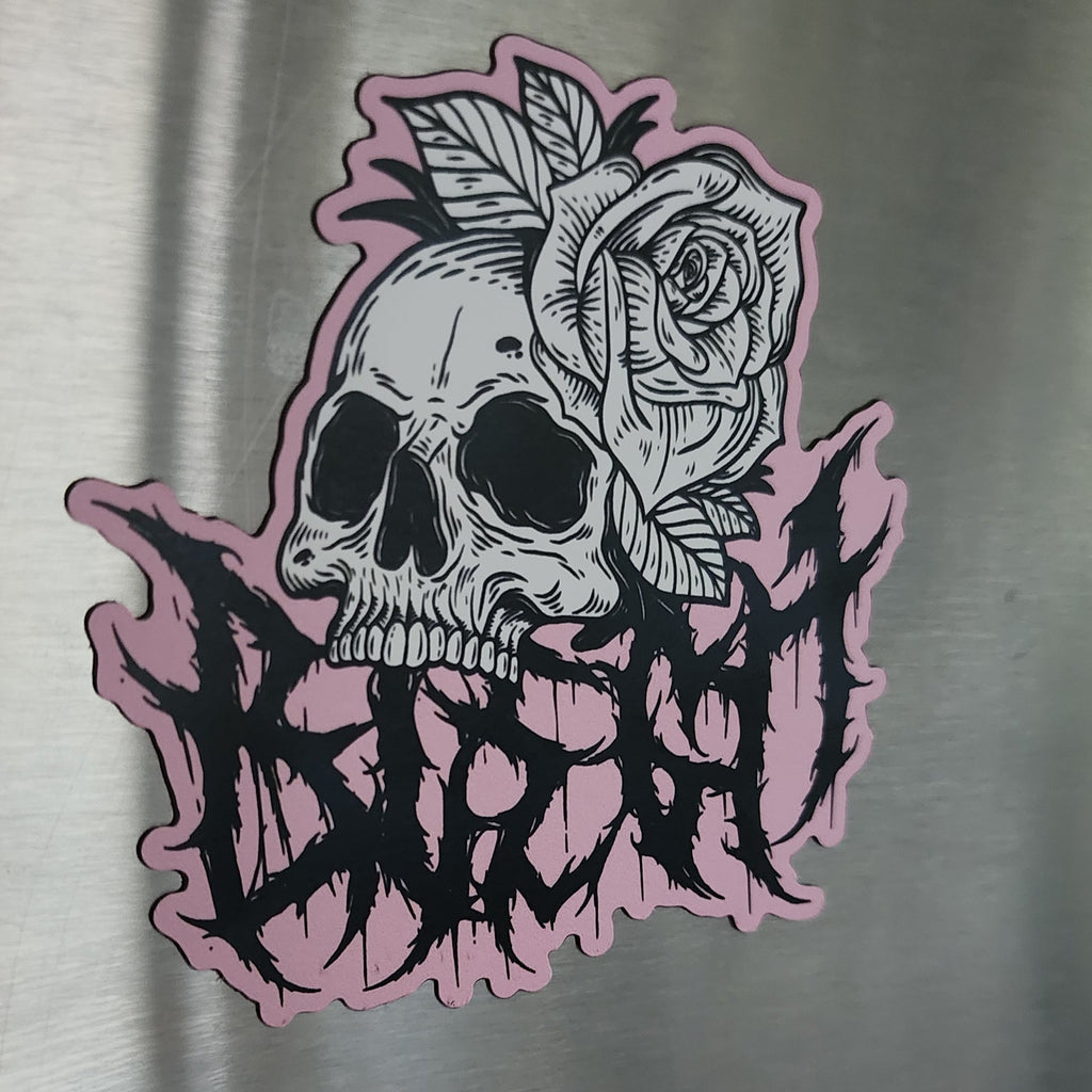 BLEGH Skull Rose Pink Magnet 3"