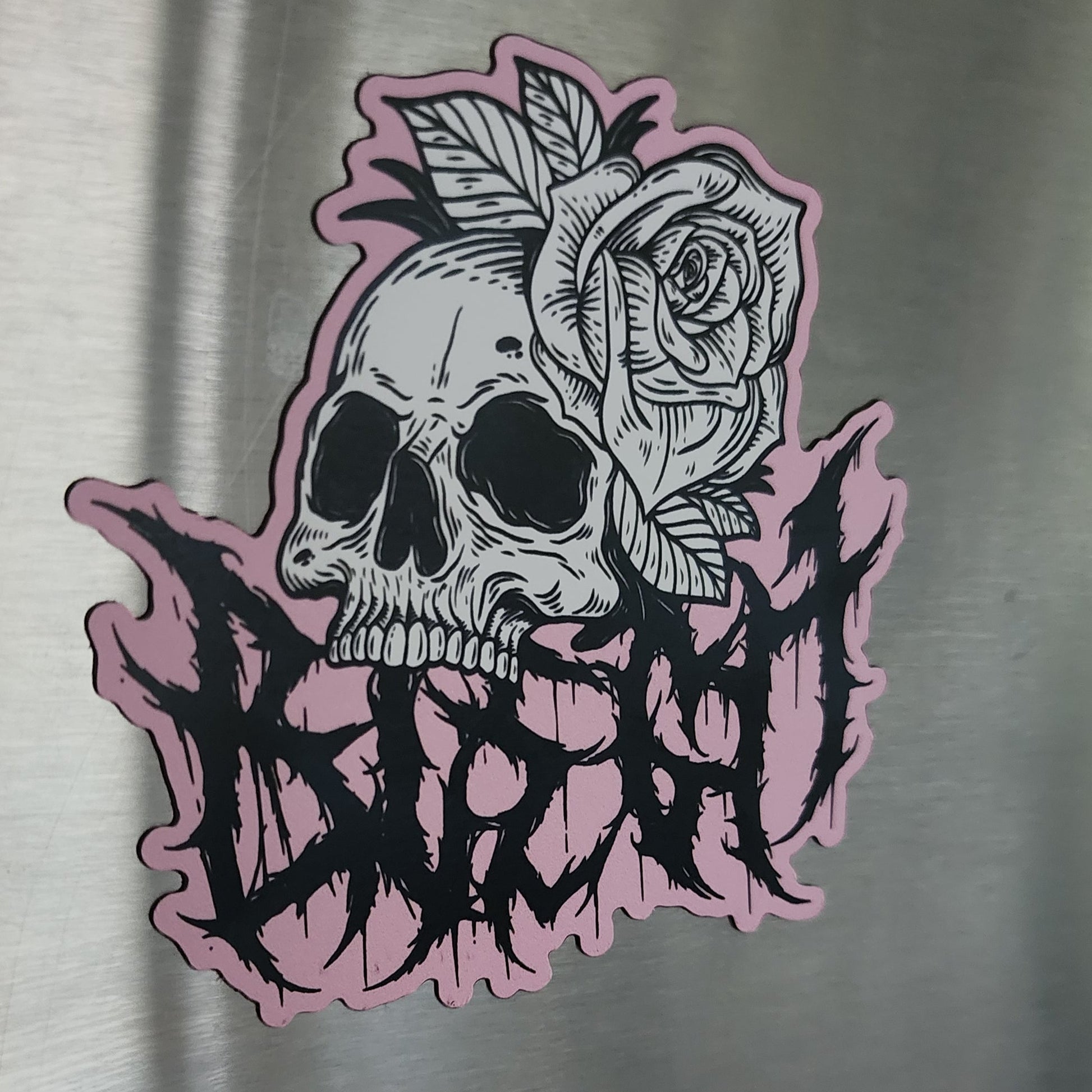 BLEGH Skull Rose Pink Magnet 3"