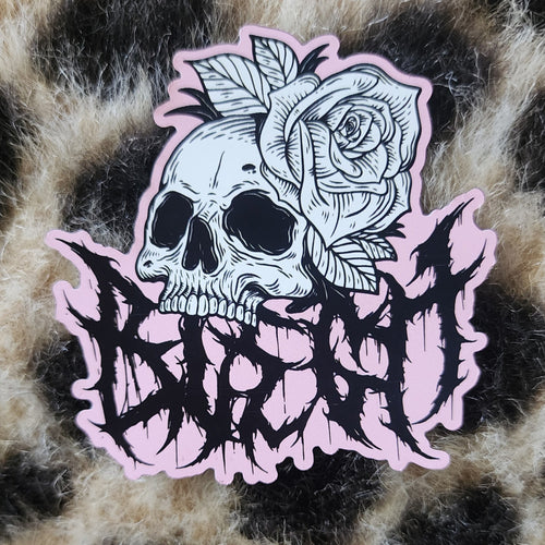 BLEGH Skull Rose Pink Magnet 3"